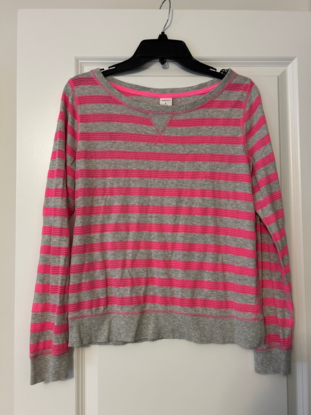Xersion Pink and Gray Striped Long-Sleeve Women's Tee